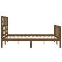 Double bed frame with honey brown wooden headboard by vidaXL, Beds and slatted bases - Ref: Foro24-3193049, Price: 139,04 €, ...