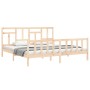 Bed frame with solid wood headboard 200x200 cm by vidaXL, Beds and slatted bases - Ref: Foro24-3193161, Price: 137,18 €, Disc...