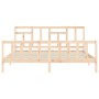 Bed frame with solid wood headboard 200x200 cm by vidaXL, Beds and slatted bases - Ref: Foro24-3193161, Price: 137,18 €, Disc...