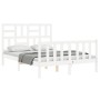 White solid wood bed frame with headboard 140x200 cm by vidaXL, Beds and slatted bases - Ref: Foro24-3193077, Price: 134,99 €...