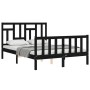 Estructura de cama con cabecero madera maciza negro 140x200 cm de vidaXL, Camas y somieres - Ref: Foro24-3193145, Precio: 172...