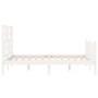 White solid wood bed frame with headboard 140x200 cm by vidaXL, Beds and slatted bases - Ref: Foro24-3193077, Price: 134,99 €...