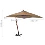 Hanging umbrella with solid fir wood pole in taupe grey 3x3m by vidaXL, Umbrellas - Ref: Foro24-313775, Price: 135,99 €, Disc...