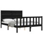 Bed frame with black solid wood headboard 120x200 cm by vidaXL, Beds and slatted bases - Ref: Foro24-3192750, Price: 179,31 €...