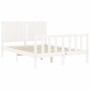 White solid wood bed frame with headboard 140x200 cm by vidaXL, Beds and slatted bases - Ref: Foro24-3192947, Price: 160,60 €...