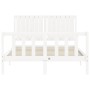 White solid wood bed frame with headboard 140x200 cm by vidaXL, Beds and slatted bases - Ref: Foro24-3192947, Price: 160,60 €...