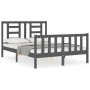 Double bed frame with gray solid wood headboard by vidaXL, Beds and slatted bases - Ref: Foro24-3192858, Price: 139,99 €, Dis...