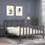 Estructura cama de matrimonio con cabecero madera maciza gris de vidaXL, Camas y somieres - Ref: Foro24-3192858, Precio: 139,...