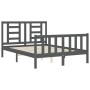 Double bed frame with gray solid wood headboard by vidaXL, Beds and slatted bases - Ref: Foro24-3192858, Price: 139,99 €, Dis...