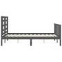 Double bed frame with gray solid wood headboard by vidaXL, Beds and slatted bases - Ref: Foro24-3192858, Price: 139,99 €, Dis...