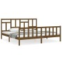 Estructura cama y cabecero madera maciza marrón miel 200x200 cm de vidaXL, Camas y somieres - Ref: Foro24-3193164, Precio: 16...