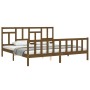 Estructura cama y cabecero madera maciza marrón miel 200x200 cm de vidaXL, Camas y somieres - Ref: Foro24-3193164, Precio: 16...