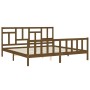 Estructura cama y cabecero madera maciza marrón miel 200x200 cm de vidaXL, Camas y somieres - Ref: Foro24-3193164, Precio: 16...