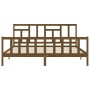 Estructura cama y cabecero madera maciza marrón miel 200x200 cm de vidaXL, Camas y somieres - Ref: Foro24-3193164, Precio: 16...