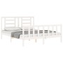 Double bed frame with white solid wood headboard by vidaXL, Beds and slatted bases - Ref: Foro24-3192887, Price: 138,70 €, Di...