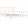 Double bed frame with white solid wood headboard by vidaXL, Beds and slatted bases - Ref: Foro24-3192887, Price: 138,70 €, Di...