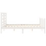 Double bed frame with white solid wood headboard by vidaXL, Beds and slatted bases - Ref: Foro24-3192887, Price: 138,70 €, Di...