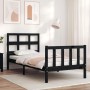 Bed frame with black solid wood headboard 100x200 cm by vidaXL, Beds and slatted bases - Ref: Foro24-3193005, Price: 133,79 €...