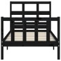 Bed frame with black solid wood headboard 100x200 cm by vidaXL, Beds and slatted bases - Ref: Foro24-3193005, Price: 133,79 €...