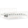 Double bed frame with white solid wood headboard by vidaXL, Beds and slatted bases - Ref: Foro24-3193157, Price: 154,99 €, Di...