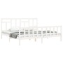 Double bed frame with white solid wood headboard by vidaXL, Beds and slatted bases - Ref: Foro24-3193157, Price: 154,99 €, Di...