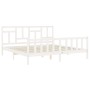 Double bed frame with white solid wood headboard by vidaXL, Beds and slatted bases - Ref: Foro24-3193157, Price: 154,99 €, Di...