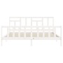 Double bed frame with white solid wood headboard by vidaXL, Beds and slatted bases - Ref: Foro24-3193157, Price: 154,99 €, Di...