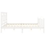 Double bed frame with white solid wood headboard by vidaXL, Beds and slatted bases - Ref: Foro24-3193157, Price: 154,99 €, Di...