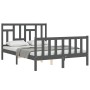 Estructura de cama matrimonio con cabecero madera maciza gris de vidaXL, Camas y somieres - Ref: Foro24-3193113, Precio: 154,...