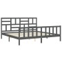 Gray solid wood bed frame with headboard 200x200 cm by vidaXL, Beds and slatted bases - Ref: Foro24-3193098, Price: 168,08 €,...