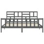 Gray solid wood bed frame with headboard 200x200 cm by vidaXL, Beds and slatted bases - Ref: Foro24-3193098, Price: 168,08 €,...