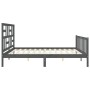 Gray solid wood bed frame with headboard 200x200 cm by vidaXL, Beds and slatted bases - Ref: Foro24-3193098, Price: 168,08 €,...