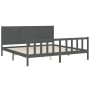 Gray solid wood bed frame with headboard 200x200 cm by vidaXL, Beds and slatted bases - Ref: Foro24-3192643, Price: 187,02 €,...