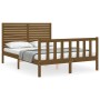 Estructura de cama matrimonio con cabecero madera marrón miel de vidaXL, Camas y somieres - Ref: Foro24-3193179, Precio: 146,...