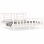 White solid wood bed frame with headboard 200x200 cm by vidaXL, Beds and slatted bases - Ref: Foro24-3192902, Price: 152,53 €...