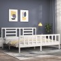 White solid wood bed frame with headboard 200x200 cm by vidaXL, Beds and slatted bases - Ref: Foro24-3192902, Price: 152,53 €...