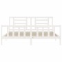 White solid wood bed frame with headboard 200x200 cm by vidaXL, Beds and slatted bases - Ref: Foro24-3192902, Price: 152,53 €...