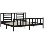 Double bed frame with black solid wood headboard by vidaXL, Beds and slatted bases - Ref: Foro24-3192900, Price: 192,60 €, Di...