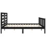 Double bed frame with black solid wood headboard by vidaXL, Beds and slatted bases - Ref: Foro24-3192900, Price: 192,60 €, Di...