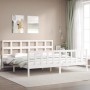 White solid wood bed frame with headboard 200x200 cm by vidaXL, Beds and slatted bases - Ref: Foro24-3193032, Price: 152,48 €...