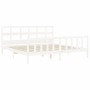 White solid wood bed frame with headboard 200x200 cm by vidaXL, Beds and slatted bases - Ref: Foro24-3193032, Price: 152,48 €...