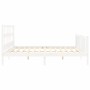 White solid wood bed frame with headboard 200x200 cm by vidaXL, Beds and slatted bases - Ref: Foro24-3193032, Price: 152,48 €...