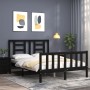 Bed frame with black solid wood headboard 120x200 cm by vidaXL, Beds and slatted bases - Ref: Foro24-3192880, Price: 171,46 €...