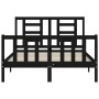 Bed frame with black solid wood headboard 120x200 cm by vidaXL, Beds and slatted bases - Ref: Foro24-3192880, Price: 171,46 €...