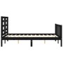 Bed frame with black solid wood headboard 120x200 cm by vidaXL, Beds and slatted bases - Ref: Foro24-3192880, Price: 171,46 €...