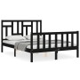 Estructura de cama con cabecero madera maciza negro 140x190 cm de vidaXL, Camas y somieres - Ref: Foro24-3193125, Precio: 171...