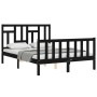 Estructura de cama con cabecero madera maciza negro 140x190 cm de vidaXL, Camas y somieres - Ref: Foro24-3193125, Precio: 171...