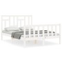 Estructura cama de matrimonio con cabecero madera maciza blanco de vidaXL, Camas y somieres - Ref: Foro24-3193112, Precio: 13...