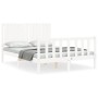 White solid wood bed frame with headboard 140x190 cm by vidaXL, Beds and slatted bases - Ref: Foro24-3192927, Price: 153,44 €...