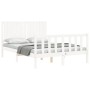 White solid wood bed frame with headboard 140x190 cm by vidaXL, Beds and slatted bases - Ref: Foro24-3192927, Price: 153,44 €...